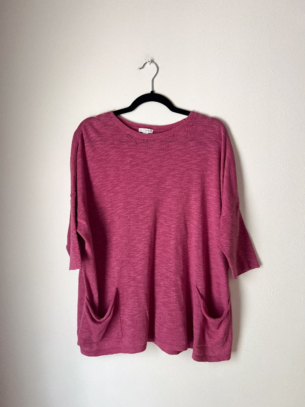 Pure Jill Pink Cotton Linen Blend Pocket Tunic Top Relaxed Boho Coastal Grandma